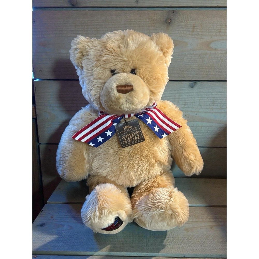 Vintage 24" Gund 2002 Wish Bear 100th Anniversary Large Tan Plush Teddy Bear G30